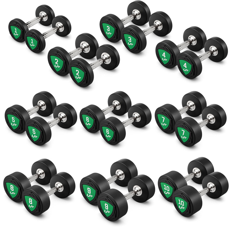 Set de gantere din poliuretan 1-10 kg (creșteri de 1 kg) 110 kg + suport pentru haltere UR-S005 - UpForm