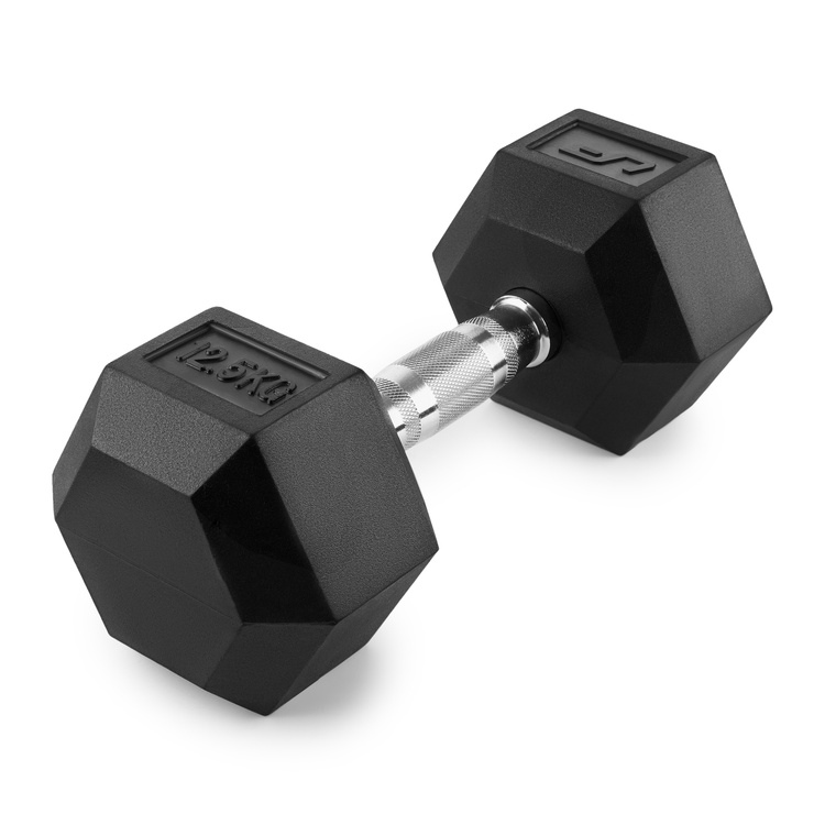 Ganteră HEX din fontă cu acoperire din cauciuc 12,5 kg - UpForm