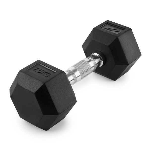 Ganteră HEX din fontă cu acoperire din cauciuc 7,5 kg - UpForm