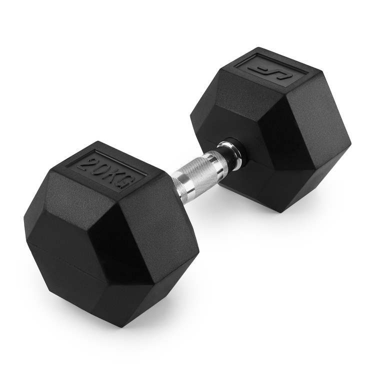 Ganteră HEX din fontă cu acoperire din cauciuc 20 kg - UpForm