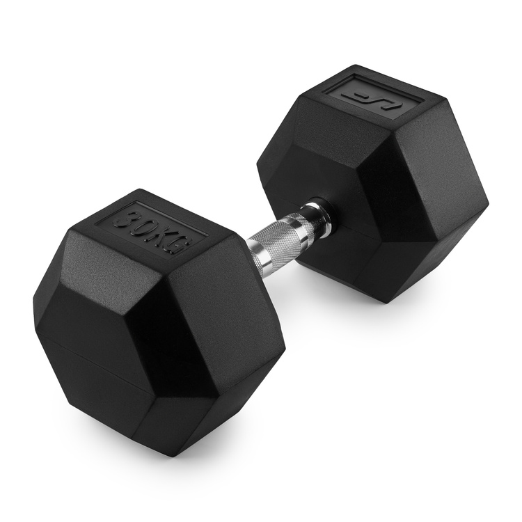 Ganteră HEX din fontă cu acoperire din cauciuc 30 kg - UpForm