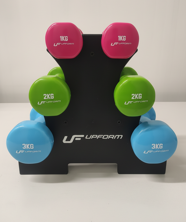 Set de gantere fitness din vinil 12 kg cu suport – UpForm
