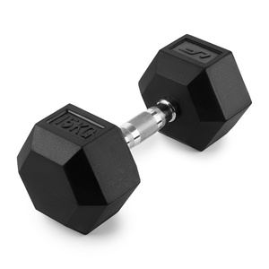 Ganteră HEX din fontă cu acoperire din cauciuc 15 kg - UpForm