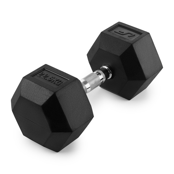 Ganteră HEX din fontă cu acoperire din cauciuc 22,5 kg - UpForm
