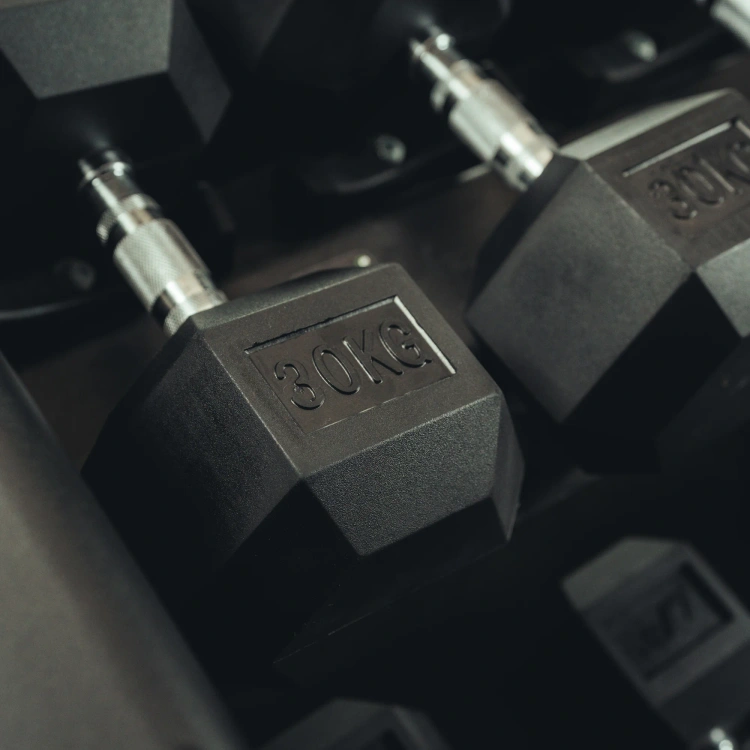 Ganteră HEX din fontă cu acoperire din cauciuc 30 kg - UpForm